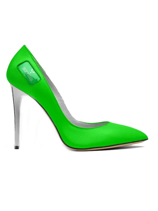 Exquisite Rulers Neon Green High Cut Heel