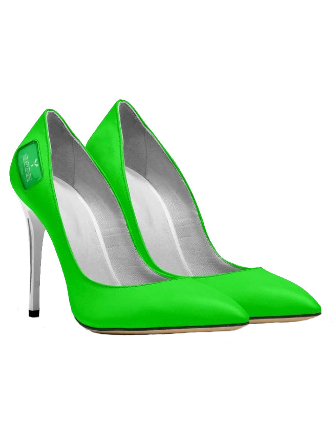 Spiked neon green pumps | Green heels, Green high heels, Heels