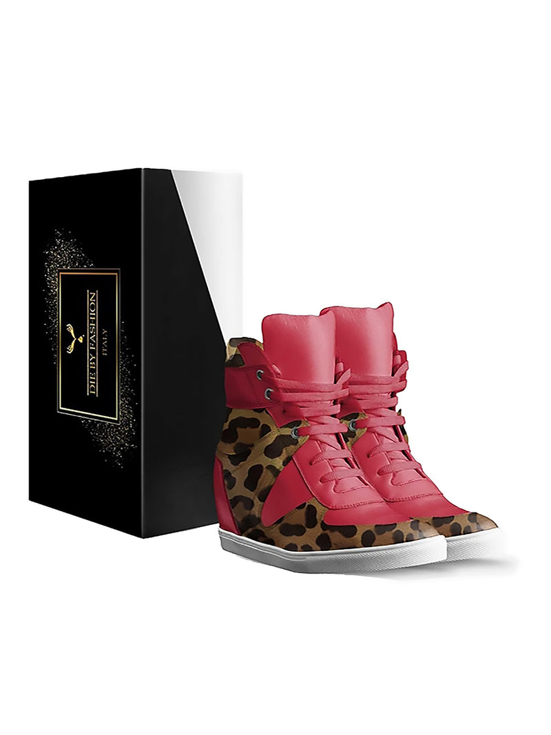 Zazoo 3081 Women's Leather Wedge Sneakers, Black - KeeShoes